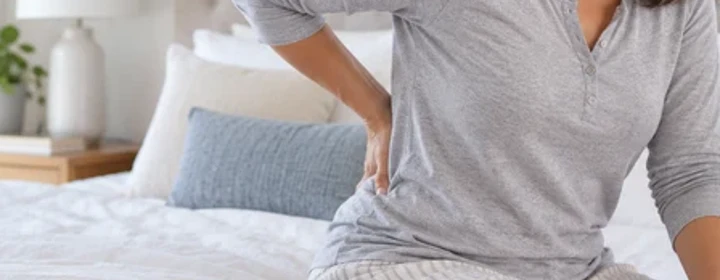 Woman holding her lower back